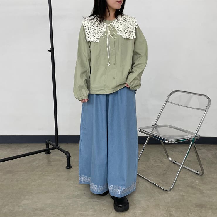 デニム裾刺繍ワイドパンツ | non-hedge  | 詳細画像30 