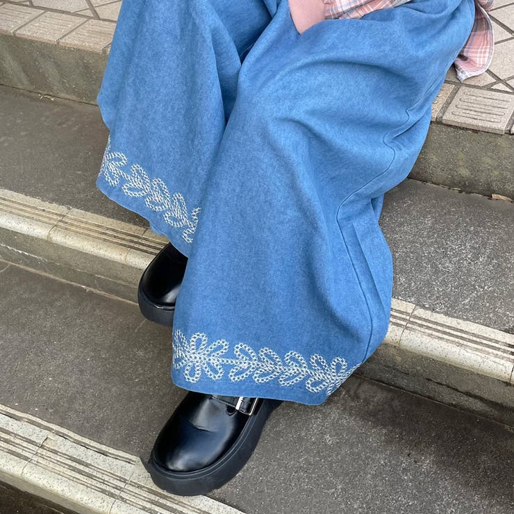 デニム裾刺繍ワイドパンツ | non-hedge  | 詳細画像4 
