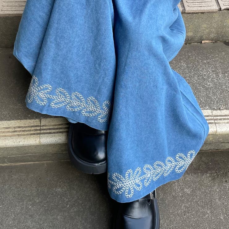 デニム裾刺繍ワイドパンツ | non-hedge  | 詳細画像5 