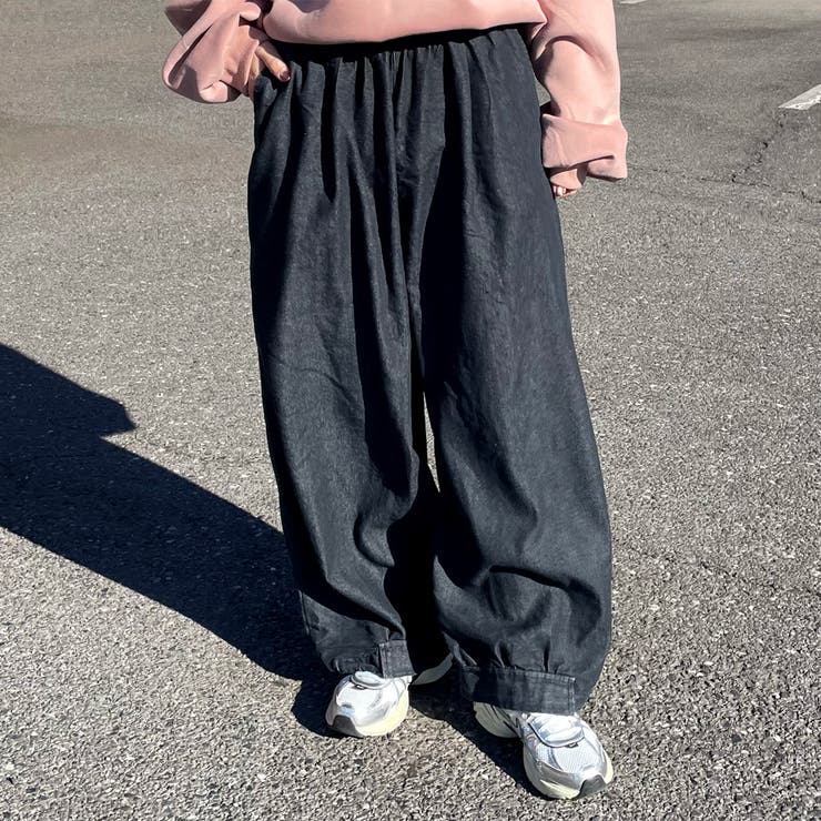 ブラック | デニム裾ドロストイージーパンツ | non-hedge 