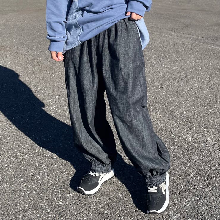 グレー | デニム裾スモッキングパンツ | non-hedge 