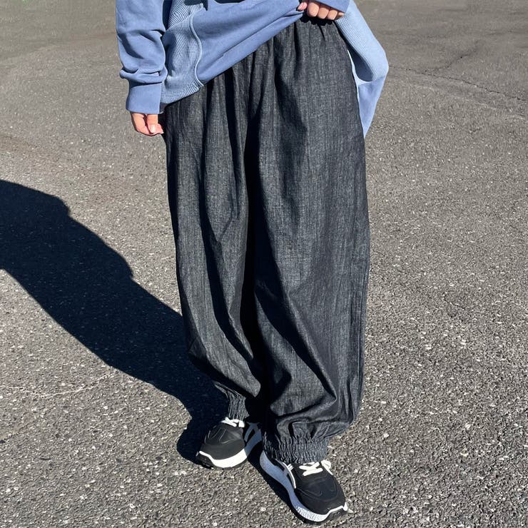 デニム裾スモッキングパンツ | non-hedge  | 詳細画像1 