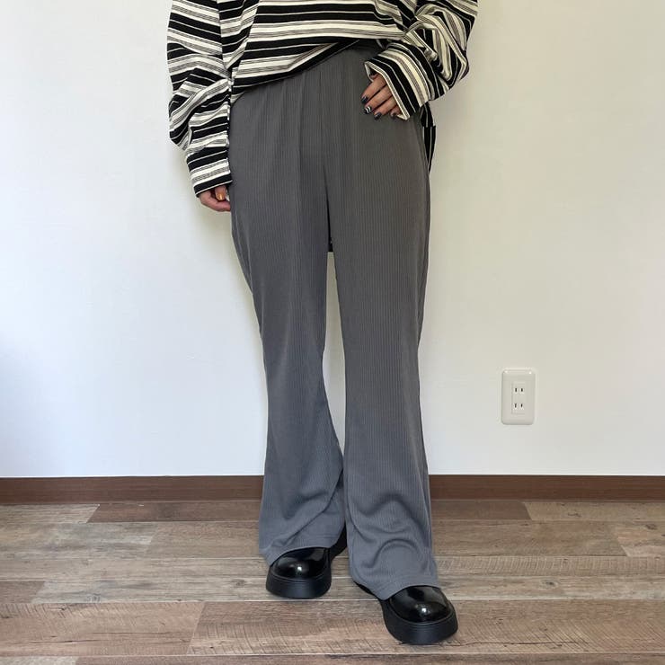 チャコール | カットリブフレアパンツ | non-hedge 