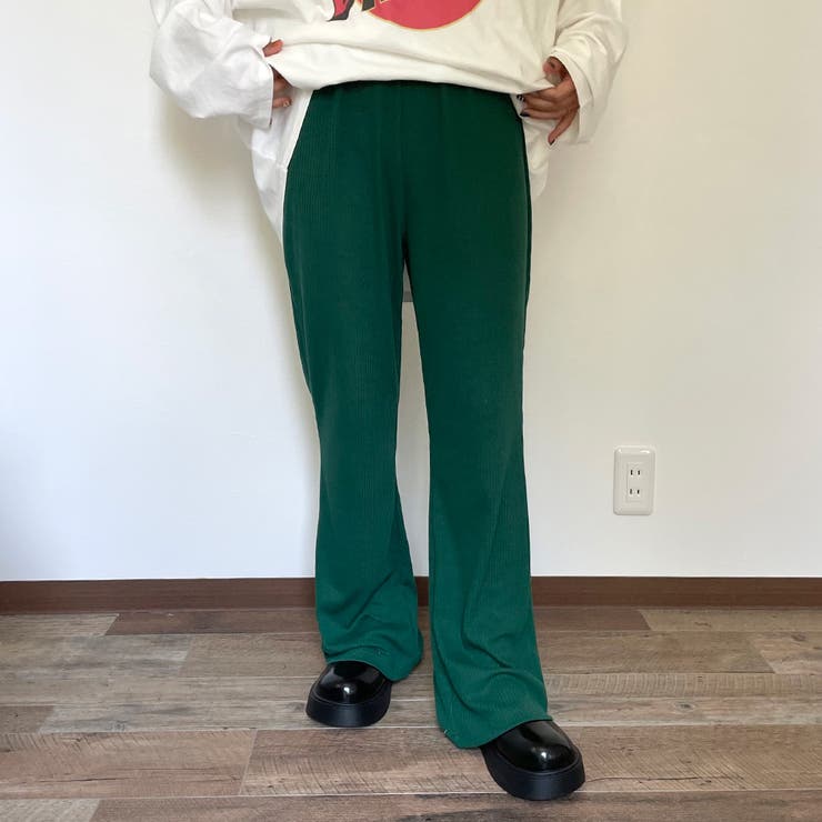 グリーン | カットリブフレアパンツ | non-hedge 