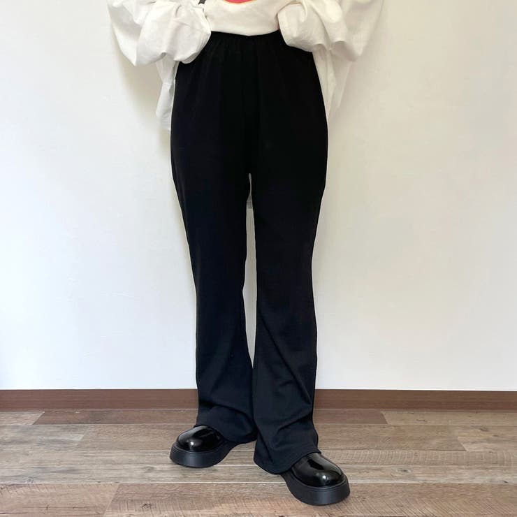 ブラック | カットリブフレアパンツ | non-hedge 