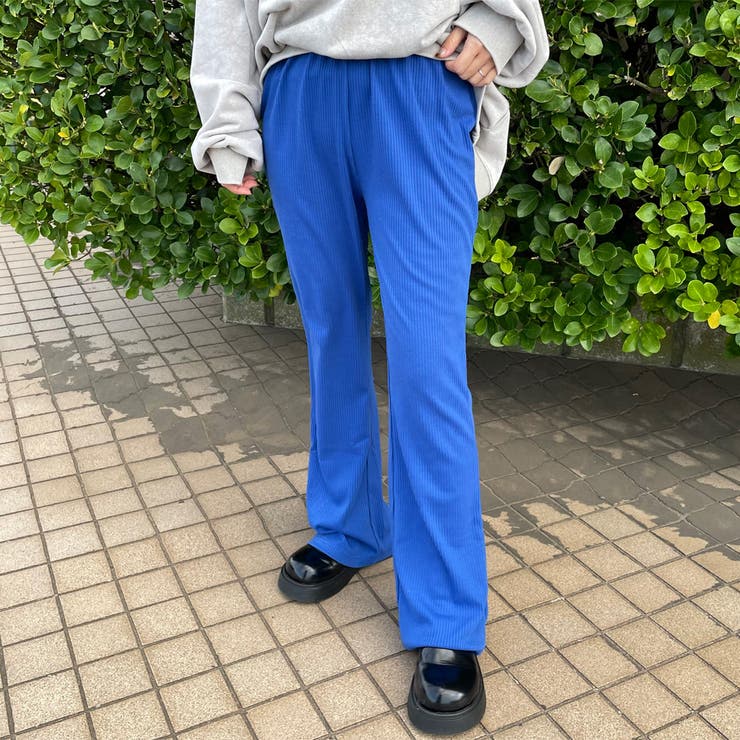 ブルー | カットリブフレアパンツ | non-hedge 