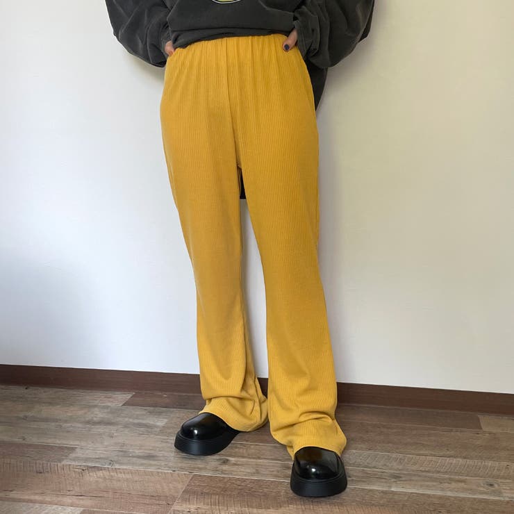 マスタード | カットリブフレアパンツ | non-hedge 