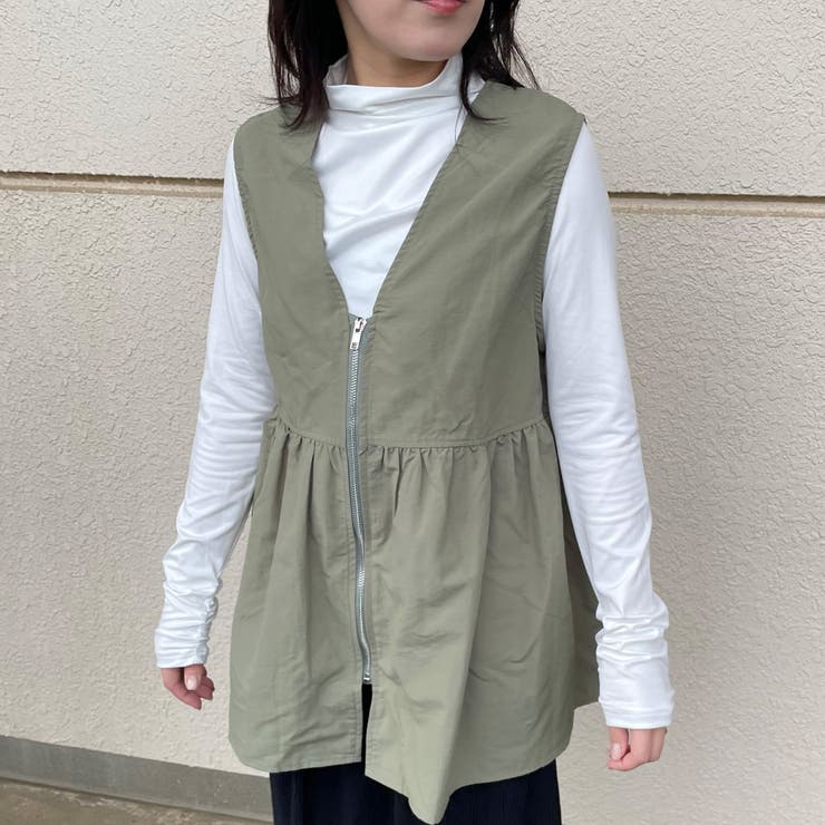 カーキ | ZIPフリルベスト | non-hedge 