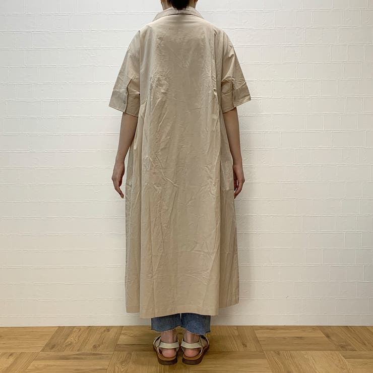 ナチュラル　イエベ　ワンピース　パンツ　Tシャツ　まとめ売り WEB限定】ノーカラーラガーシャツワンピース(501562286