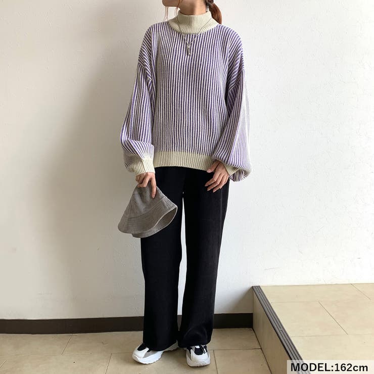 ストライプニットプルオーバー[品番：NHGW0002972]｜non-hedge