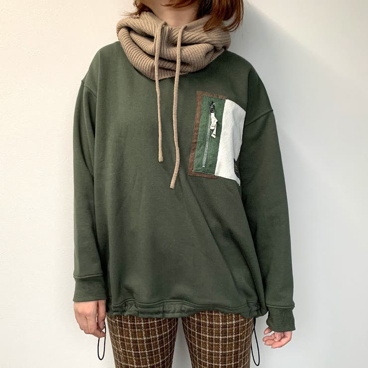 ダークカーキ | 【SOTOASOBI】裏起毛ポケット切替プルオーバー | non-hedge