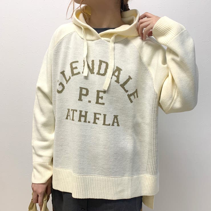 アイボリー | ジャガードロゴニットパーカー | non-hedge