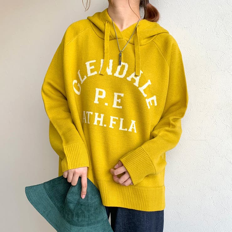 マスタード | ジャガードロゴニットパーカー | non-hedge