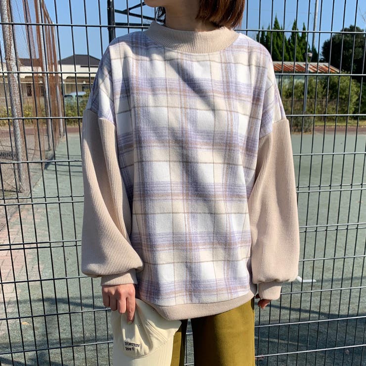 ベージュ | チェック切替プルオーバー | non-hedge 