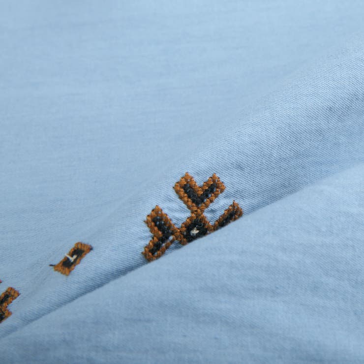 デニム刺繍チュニック デニムトップス デニムチュニック[品番