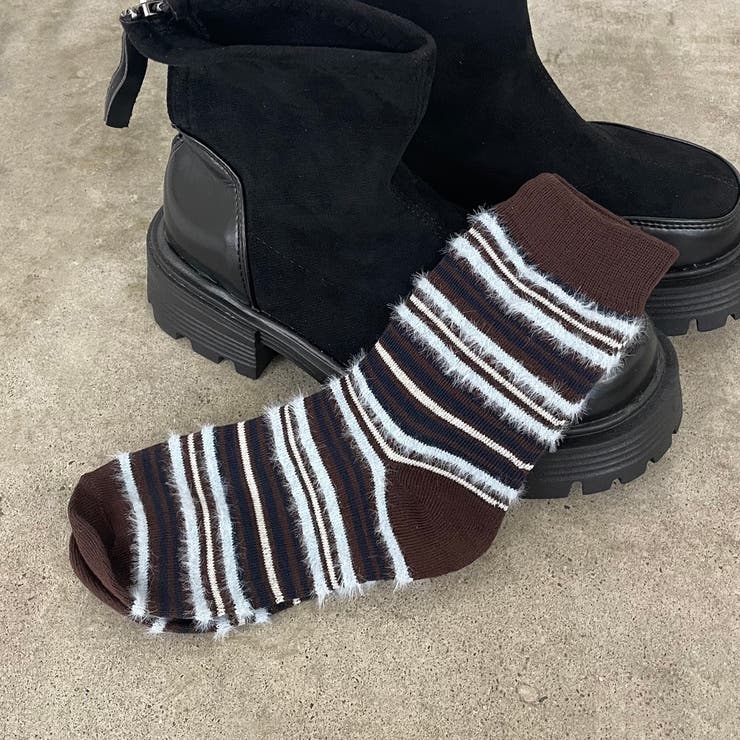 ブラウン | マルチボーダーソックス | non-hedge 