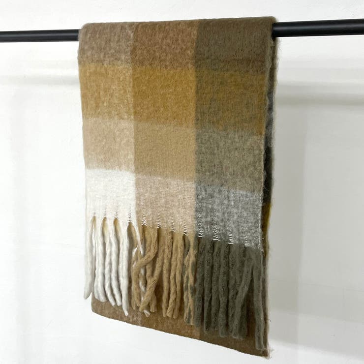 キャメル | ブロックチェックマフラー | non-hedge 