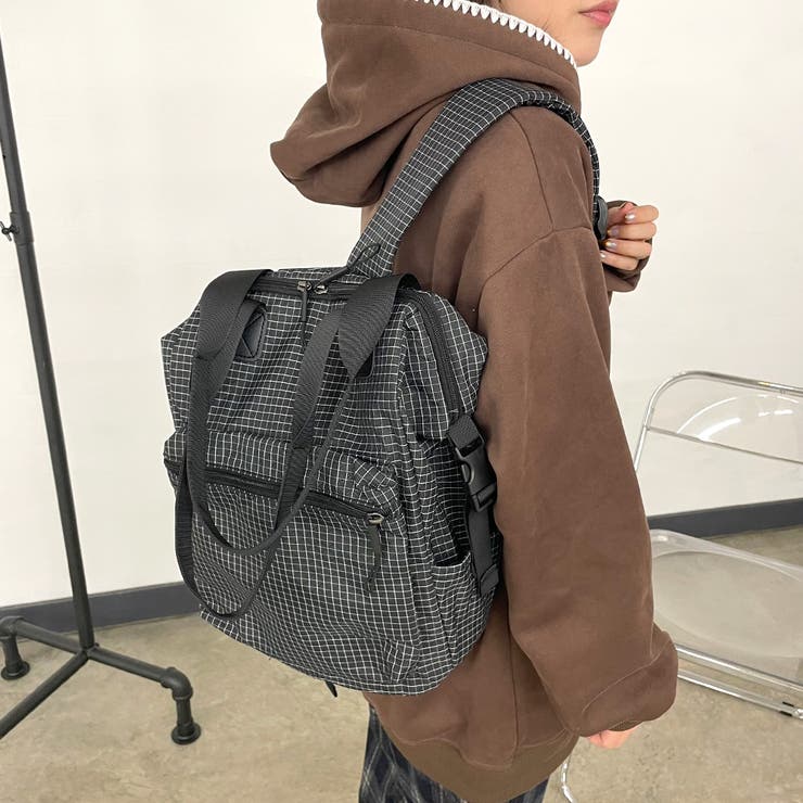 撥水チェックリュックサック | non-hedge  | 詳細画像12 