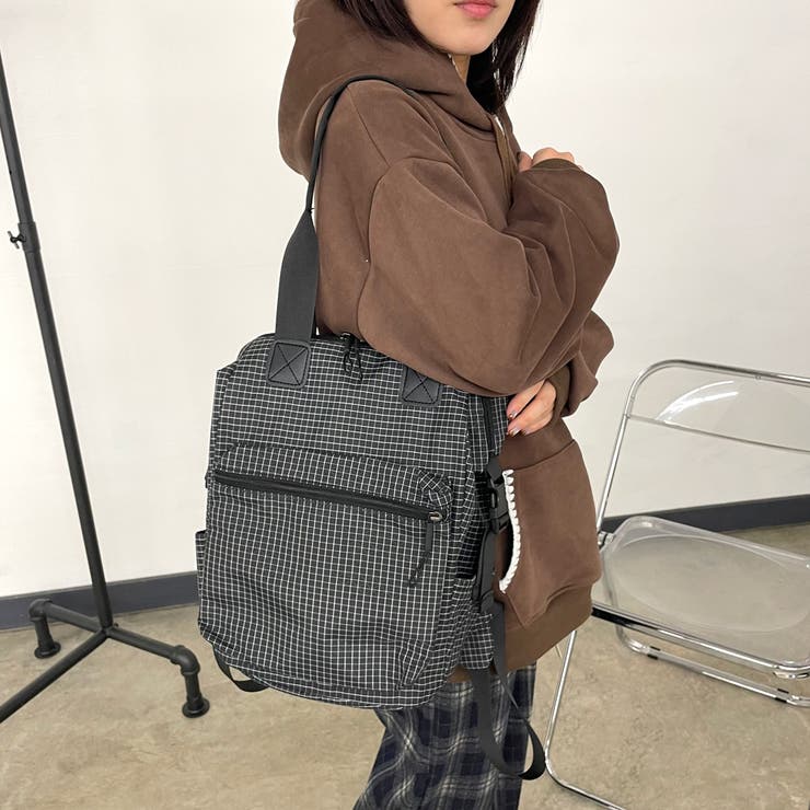 撥水チェックリュックサック | non-hedge  | 詳細画像14 