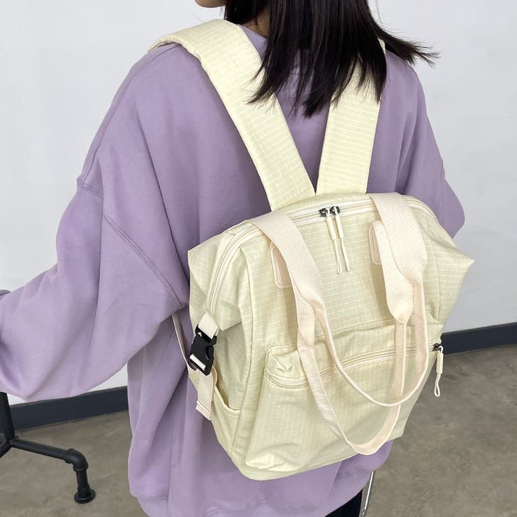 オフホワイト | 撥水チェックリュックサック | non-hedge 