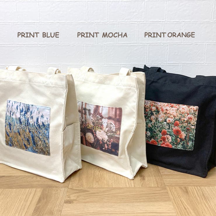 フラワー転写トートバッグ レディース ファッション[品番
