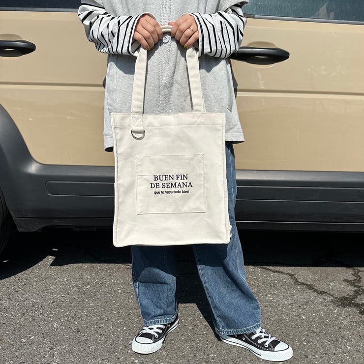 キャンバスロゴスクエアトートバッグ[品番：NHGW0003457]｜non