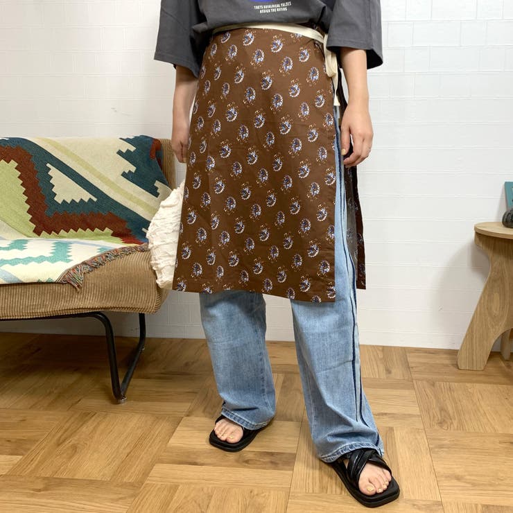 ブラウン | 柄アソートラップスカート | non-hedge