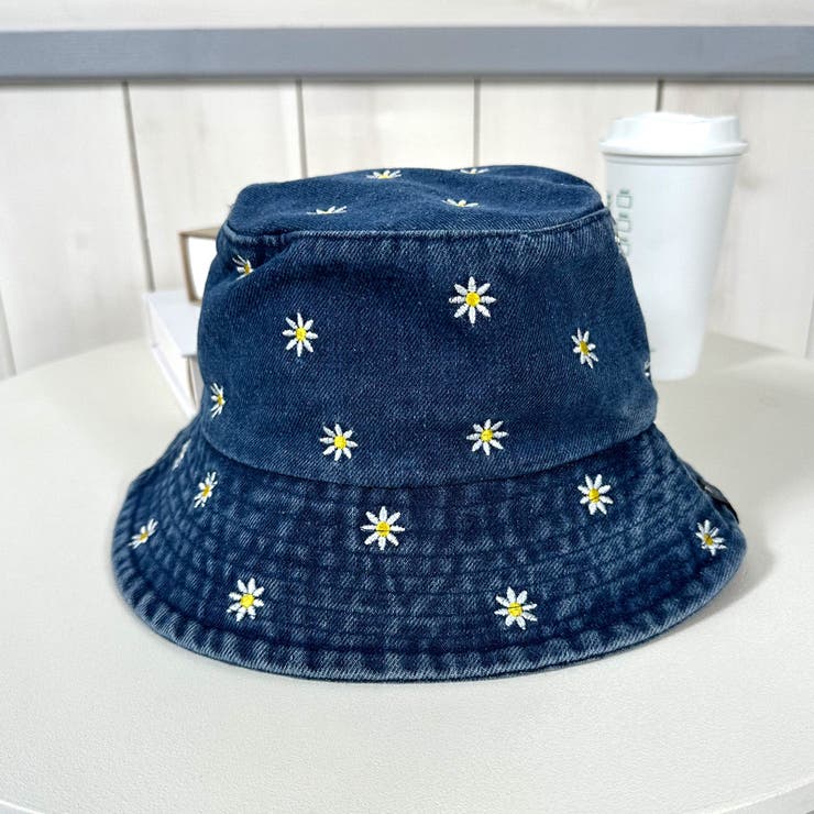 ☆WEB限定☆デニムフラワー刺繍バケットハット[品番：NHGW0004887
