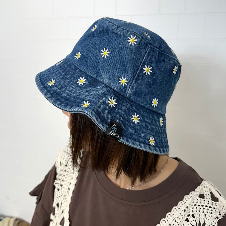 ☆WEB限定☆デニムフラワー刺繍バケットハット[品番：NHGW0004887