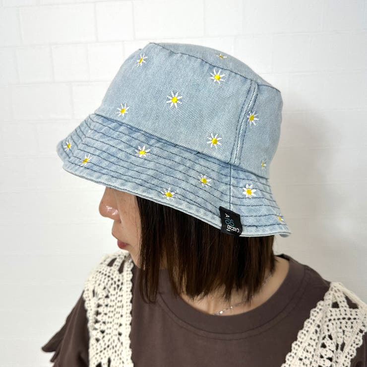 ☆WEB限定☆デニムフラワー刺繍バケットハット[品番：NHGW0004887
