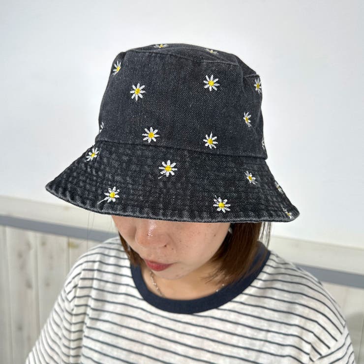 ☆WEB限定☆デニムフラワー刺繍バケットハット[品番：NHGW0004887