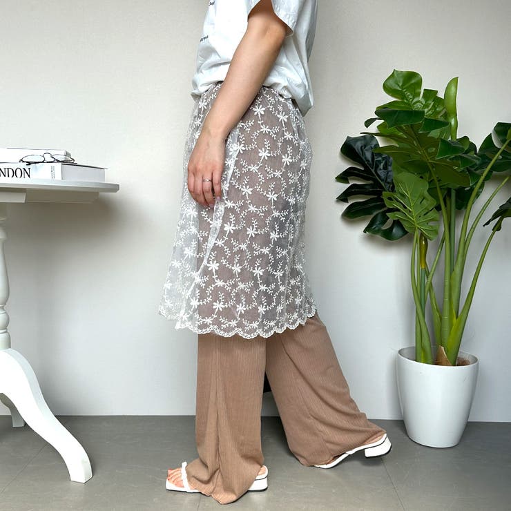 JEANASIS｜レーススカートレイヤードパンツ | Rakuten Fashion
