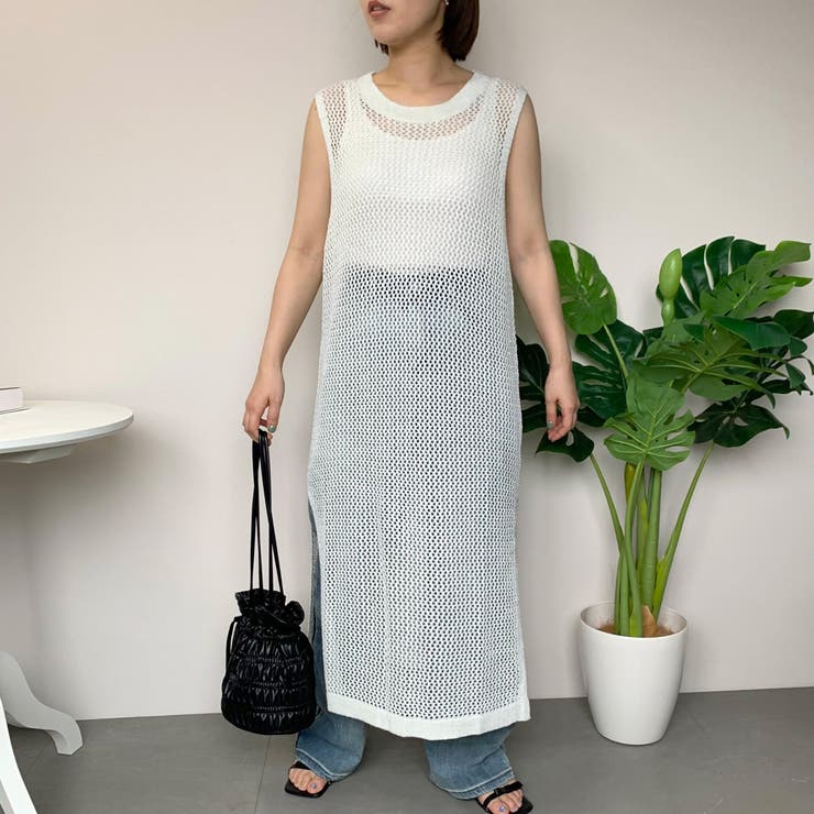 ラメメッシュノースリーブワンピース[品番：NHGW0004532]｜non-hedge