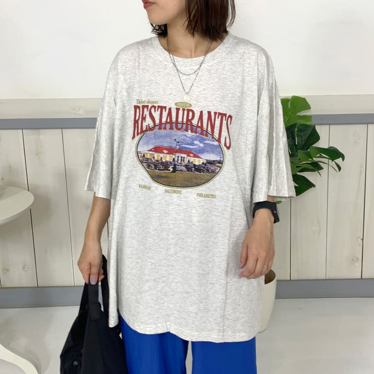 グレー | レストランプリントビッグTシャツ | non-hedge 