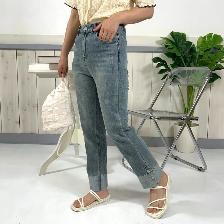 裾ボタン切替デニムパンツ | non-hedge  | 詳細画像1 