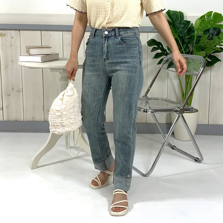 裾ボタン切替デニムパンツ | non-hedge  | 詳細画像2 