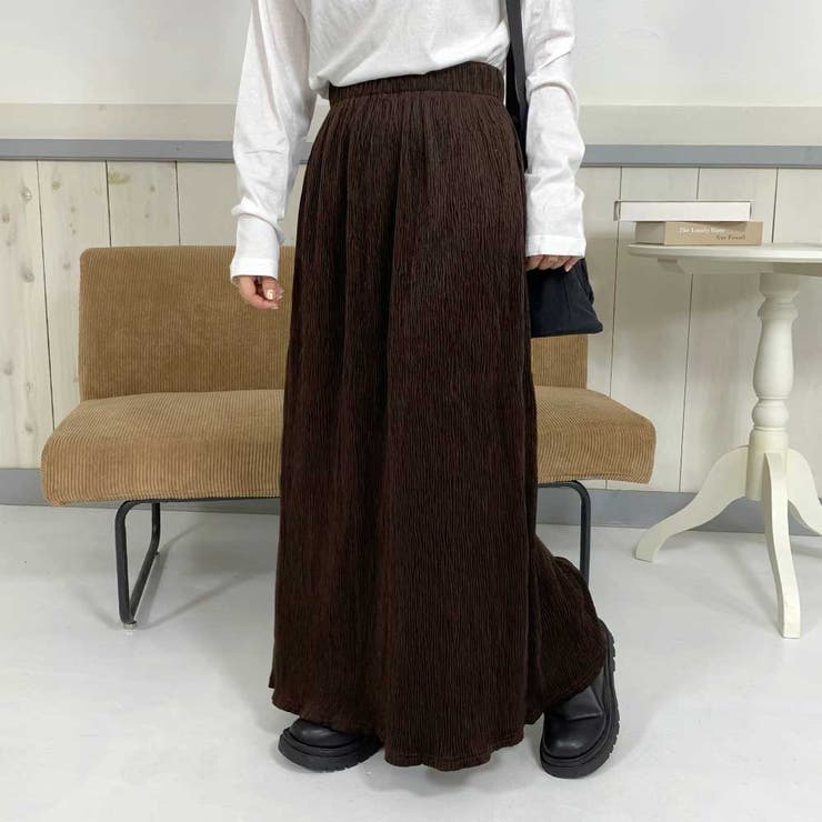 ブラウン | ベロアプリーツスカート | non-hedge 