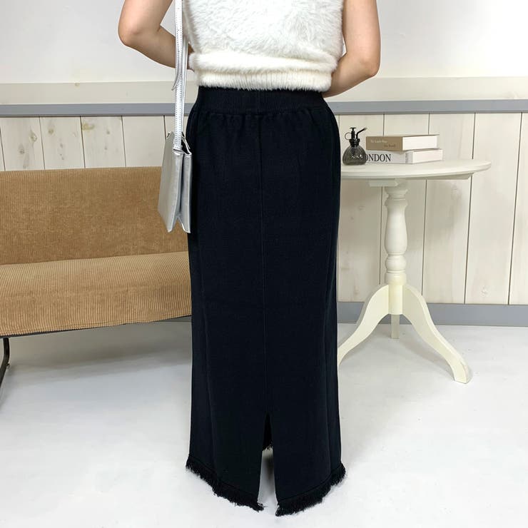 フリンジニットIラインスカート[品番：NHGW0004987]｜non-hedge