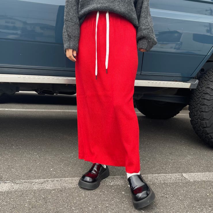 レッド | リブIラインスカート | non-hedge 