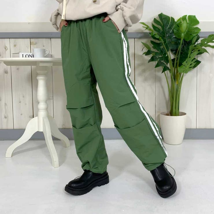 TheOpen Product ナイロンラインパンツ ブラウン