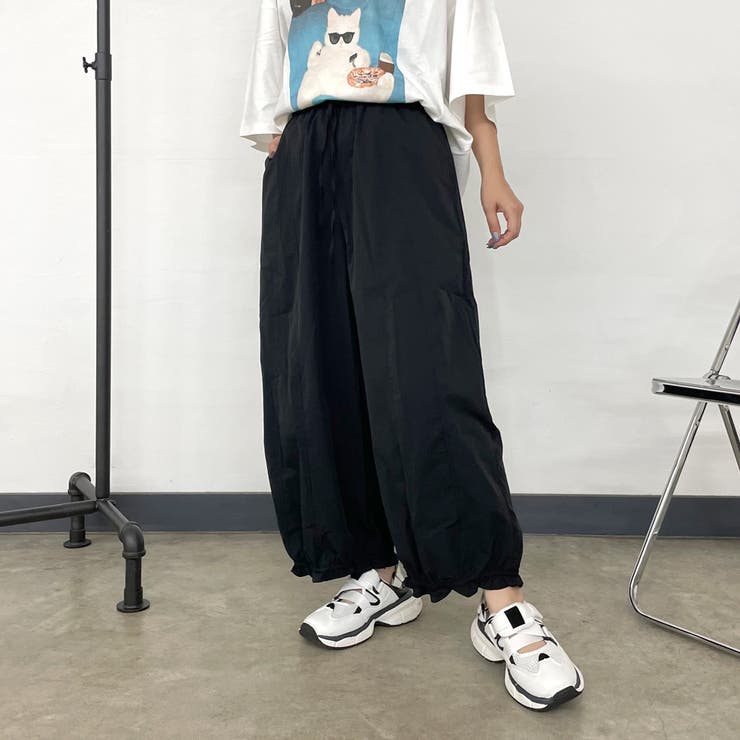 裾フリルナイロン風パンツ[品番：NHGW0005904]｜non-hedge