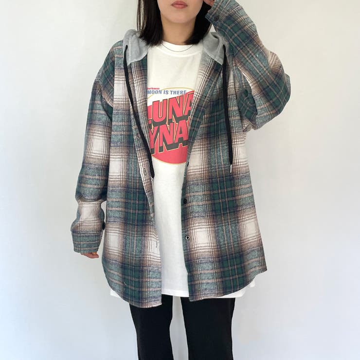 グリーン | フードチェックシャツ | non-hedge