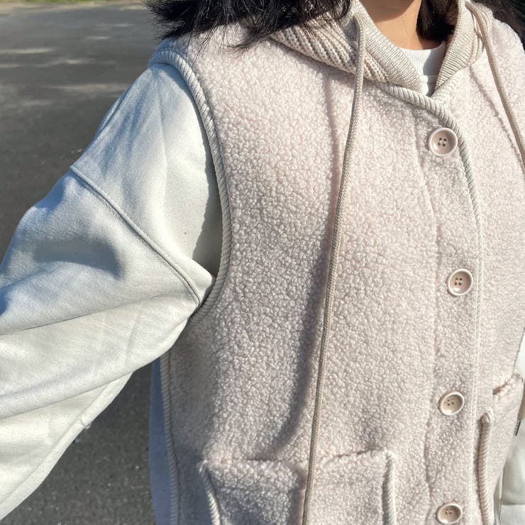 ニットフードボアベスト | non-hedge  | 詳細画像10 