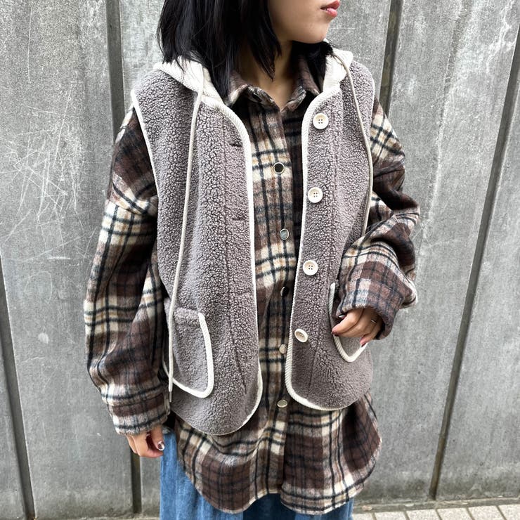 ニットフードボアベスト | non-hedge  | 詳細画像17 