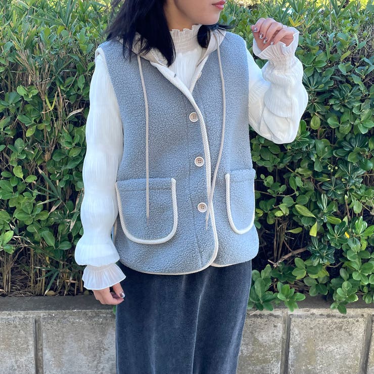 ニットフードボアベスト | non-hedge  | 詳細画像26 