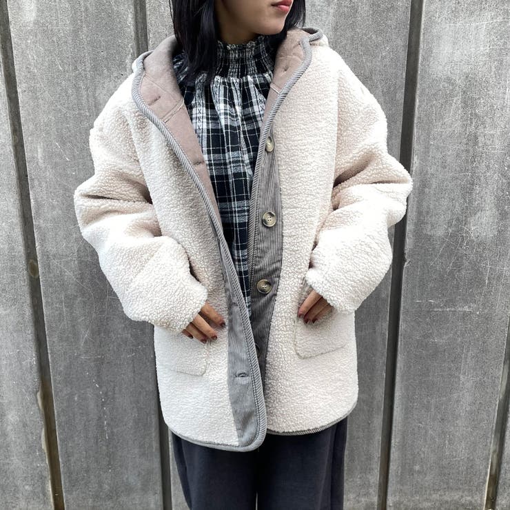 アイボリー | ボアコール切替フードコート | non-hedge 