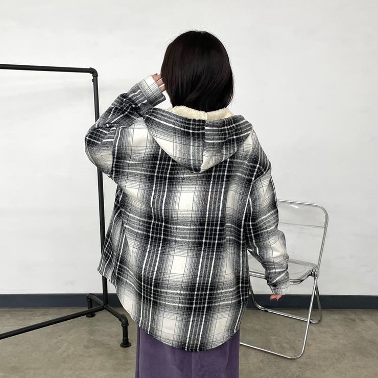 暖チェックフードシャツ | non-hedge  | 詳細画像30 