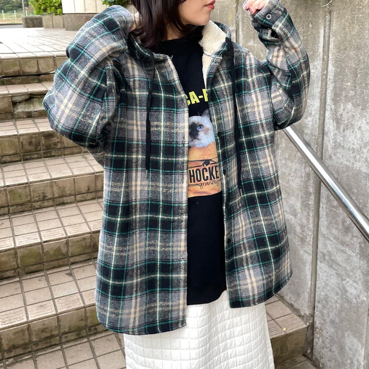 暖チェックフードシャツ | non-hedge  | 詳細画像32 