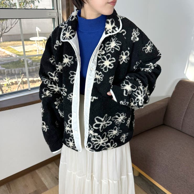 リバーシブル柄ボアブルゾン[品番：NHGW0005301]｜non-hedge