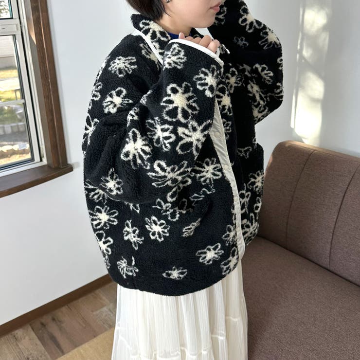 リバーシブル柄ボアブルゾン[品番：NHGW0005301]｜non-hedge